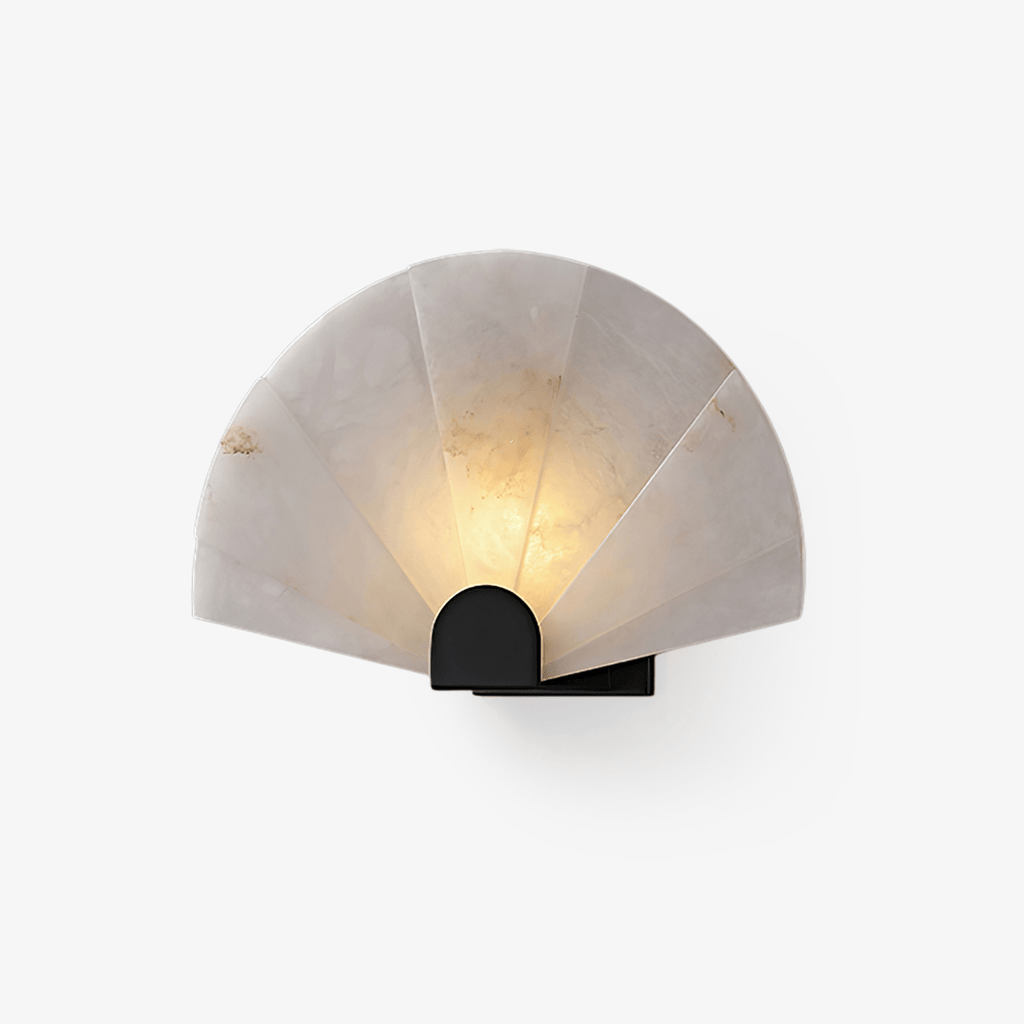 Elegant Alabaster LED Wall Sconce with Black Base 1
