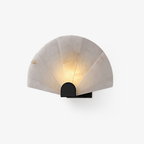 Elegant Alabaster LED Wall Sconce with Black Base 1
