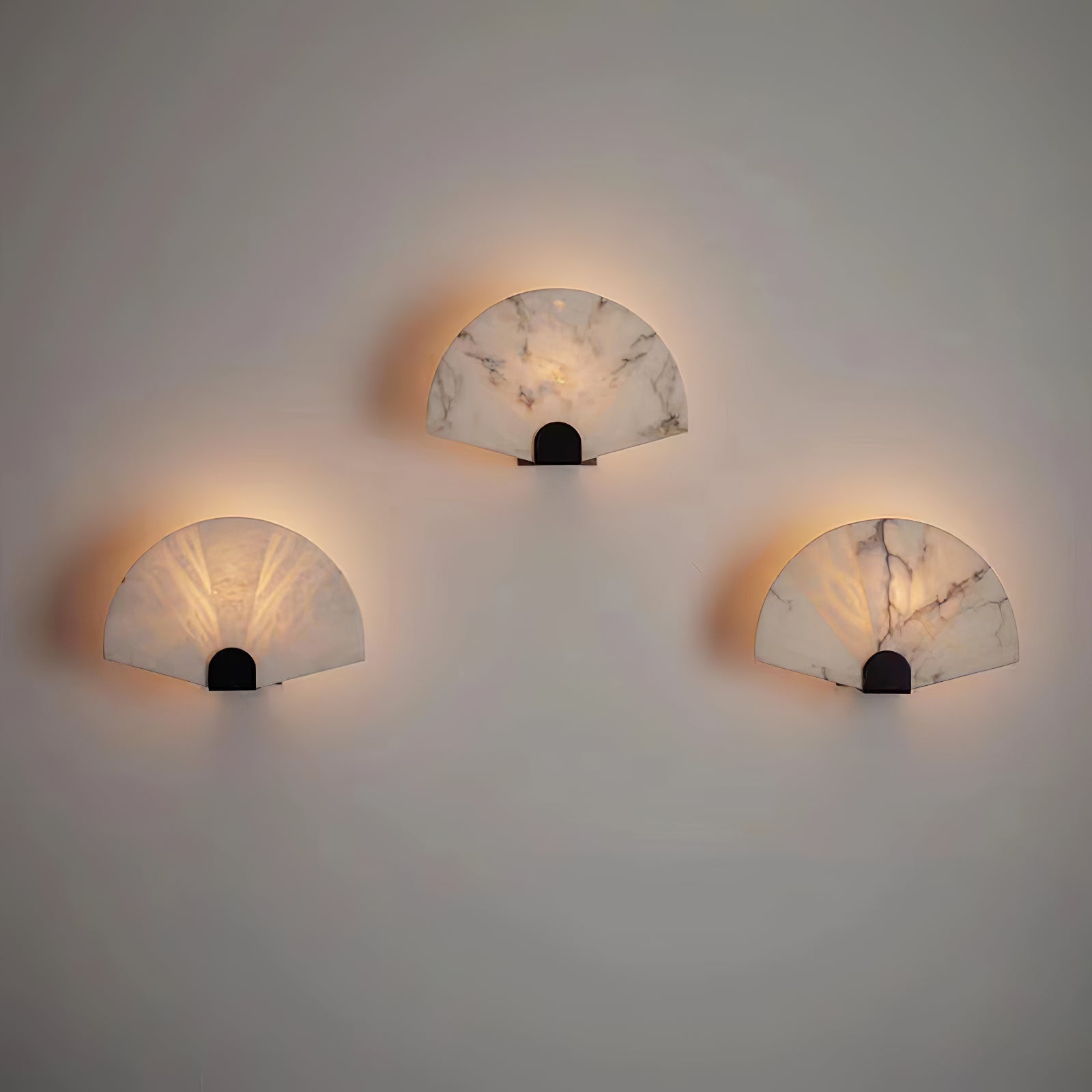 Elegant Alabaster LED Wall Sconce with Black Base 4