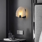 Elegant Alabaster LED Wall Sconce with Black Base 5