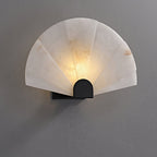 Elegant Alabaster LED Wall Sconce with Black Base 8