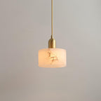 Elegant Alabaster Pendant Light Brass Accents Adjustable MultiHead Ceiling Lamp Home Decor Stack Clear 0