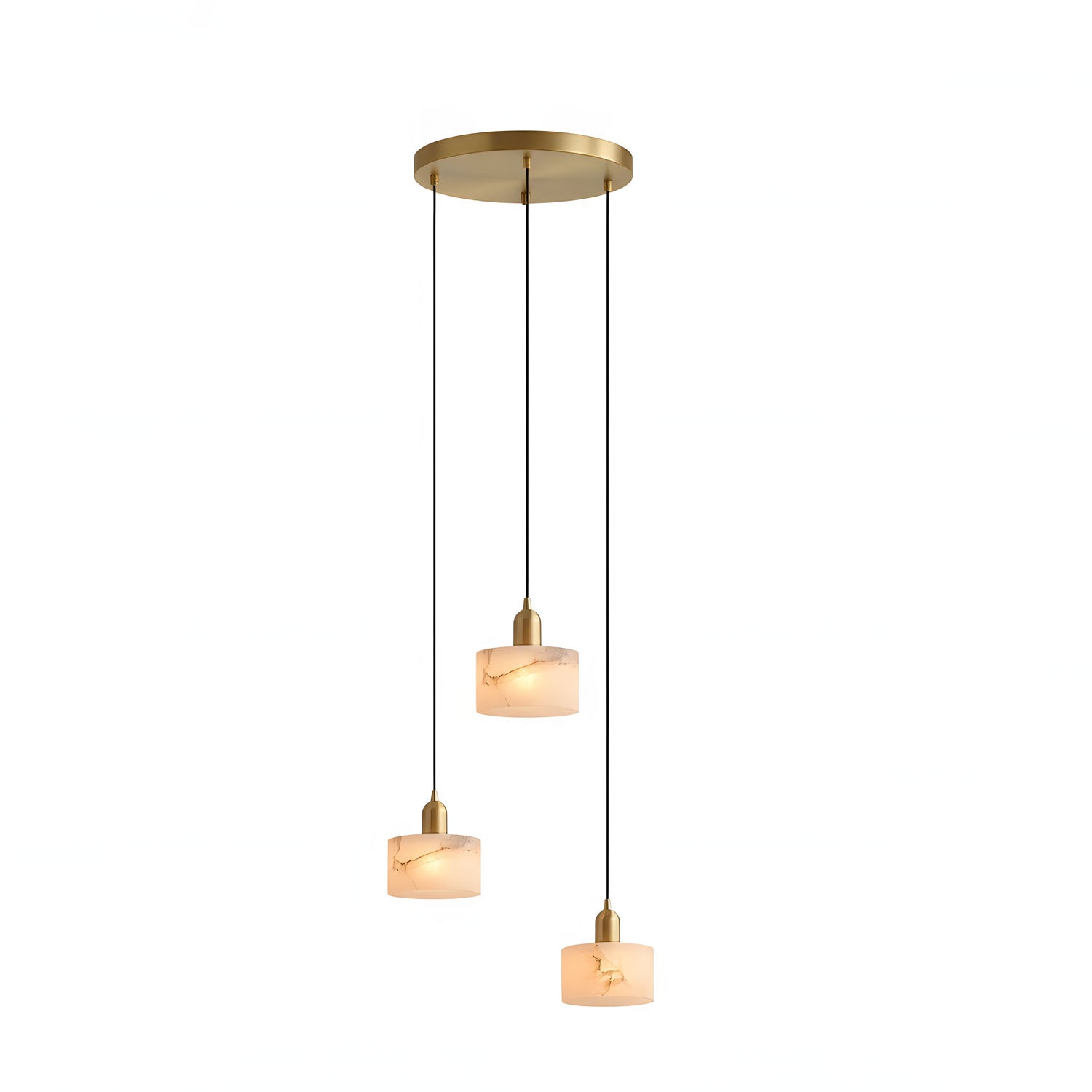 Elegant Alabaster Pendant Light Brass Accents Adjustable MultiHead Ceiling Lamp Home Decor Stack Clear 10