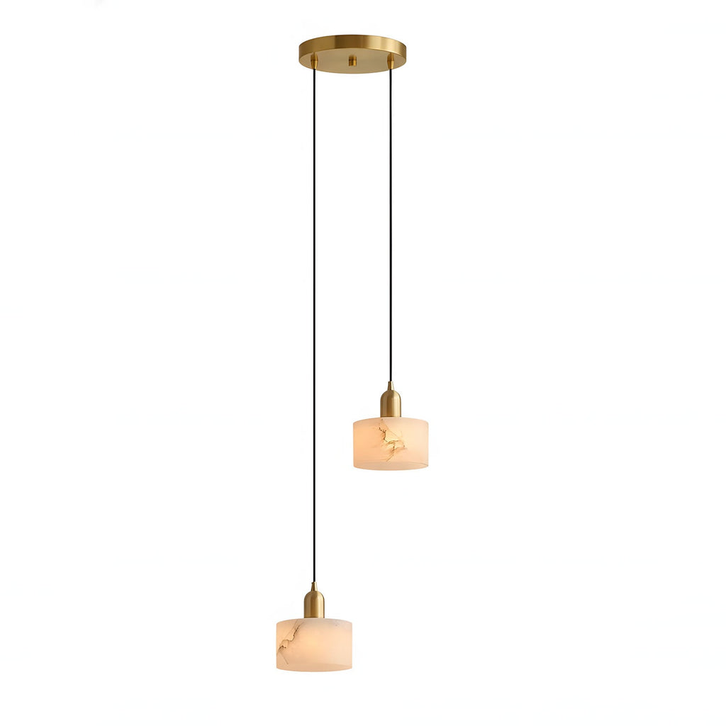 Elegant Alabaster Pendant Light Brass Accents Adjustable MultiHead Ceiling Lamp Home Decor Stack Clear 12