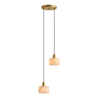 Elegant Alabaster Pendant Light Brass Accents Adjustable MultiHead Ceiling Lamp Home Decor Stack Clear 12