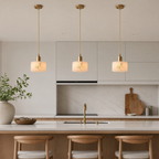Elegant Alabaster Pendant Light Brass Accents Adjustable MultiHead Ceiling Lamp Home Decor Stack Clear 61