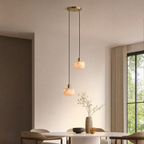 Elegant Alabaster Pendant Light Brass Accents Adjustable MultiHead Ceiling Lamp Home Decor Stack Clear 82