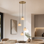 Elegant Alabaster Pendant Light Brass Accents Adjustable MultiHead Ceiling Lamp Home Decor Stack Clear 85