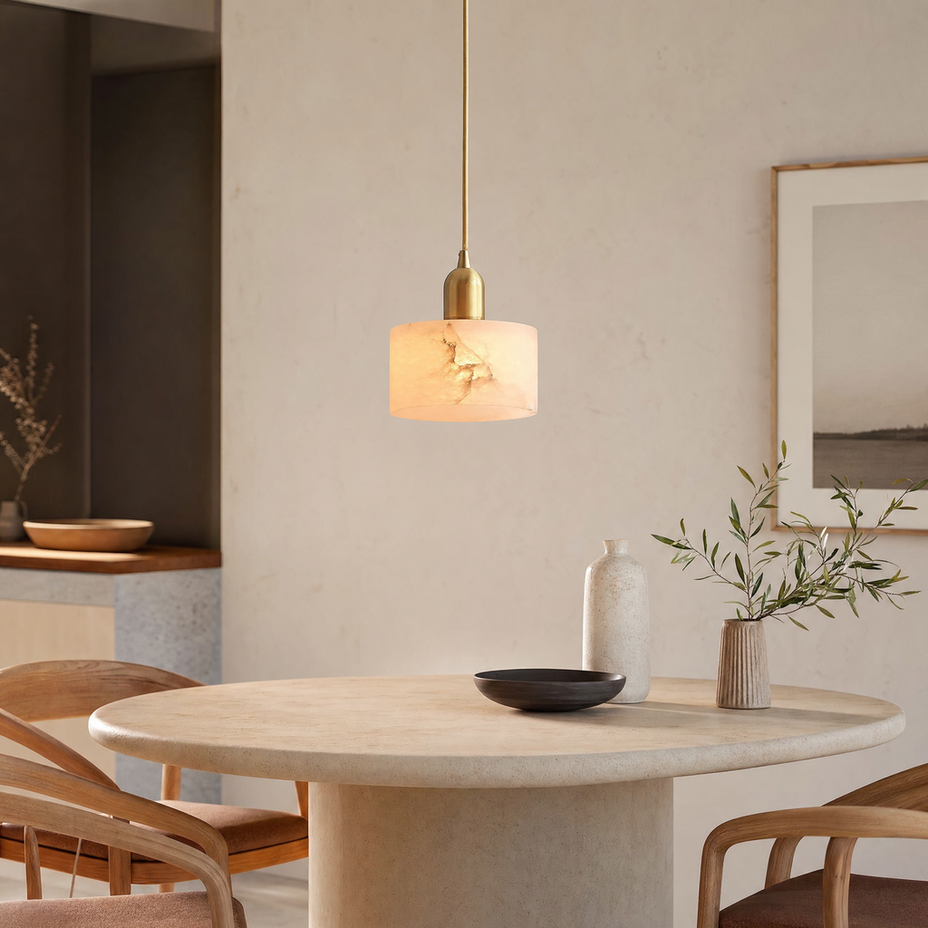 Elegant Alabaster Pendant Light Brass Accents Adjustable Multi-Head Ceiling Lamp - Home Decor - Stack & Clear