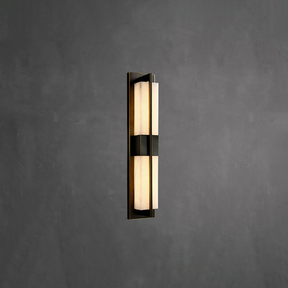 Elegant Brass Alabaster LED Wall Sconce Light Fixture 0