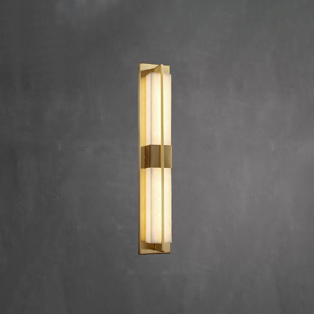 Elegant Brass Alabaster LED Wall Sconce Light Fixture 10