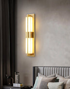Elegant Brass Alabaster LED Wall Sconce Light Fixture 2