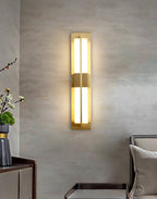 Elegant Brass Alabaster LED Wall Sconce Light Fixture 3