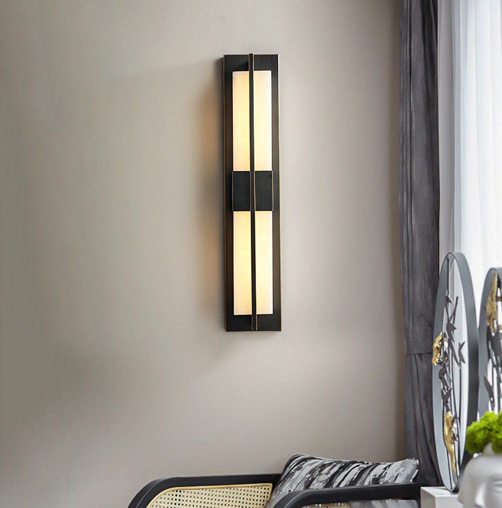 Elegant Brass Alabaster LED Wall Sconce Light Fixture 6