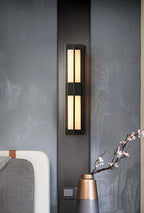 Elegant Brass Alabaster LED Wall Sconce Light Fixture 7