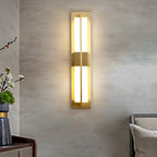 Elegant Brass Alabaster LED Wall Sconce Light Fixture 8