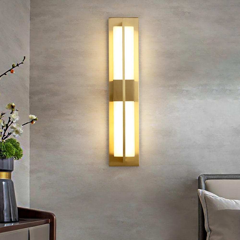 Elegant Brass Alabaster LED Wall Sconce Light Fixture 8