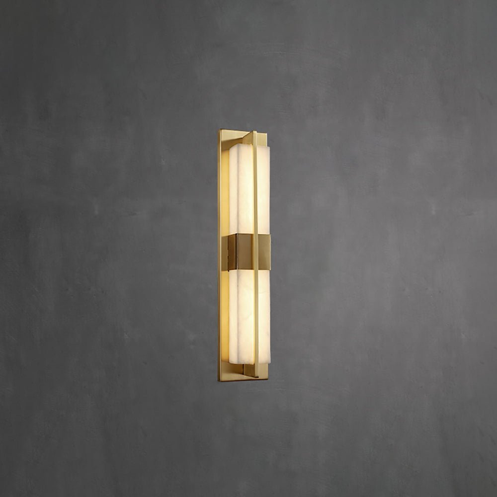 Elegant Brass Alabaster LED Wall Sconce Light Fixture 9