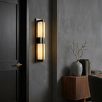 Elegant Brass Alabaster LED Wall Sconce Light Fixture 99