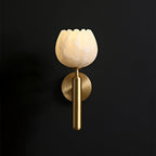 Elegant Brass Alabaster Wall Sconce Light Fixture 0