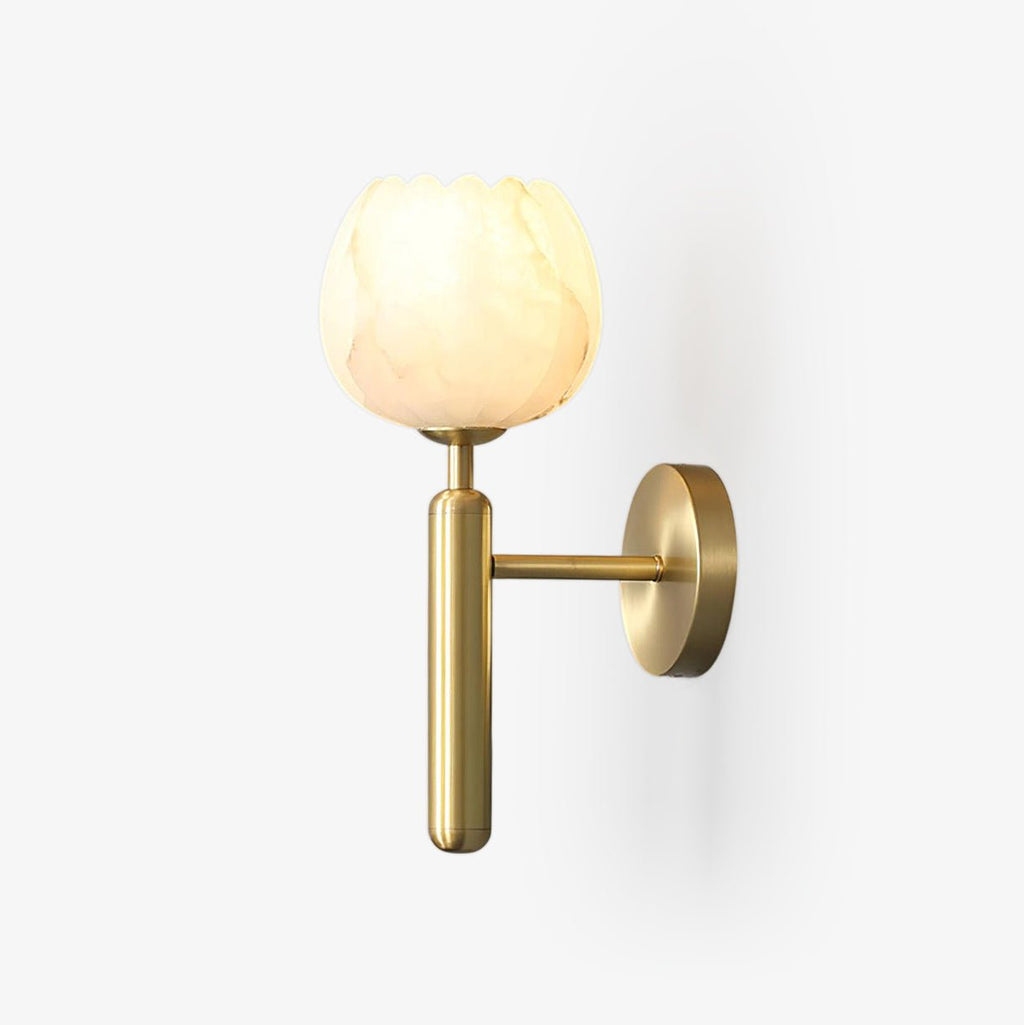 Elegant Brass Alabaster Wall Sconce Light Fixture 1