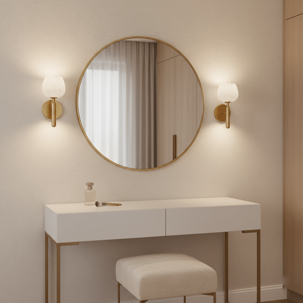Elegant Brass Alabaster Wall Sconce Light Fixture 2