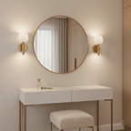 Elegant Brass Alabaster Wall Sconce Light Fixture 2