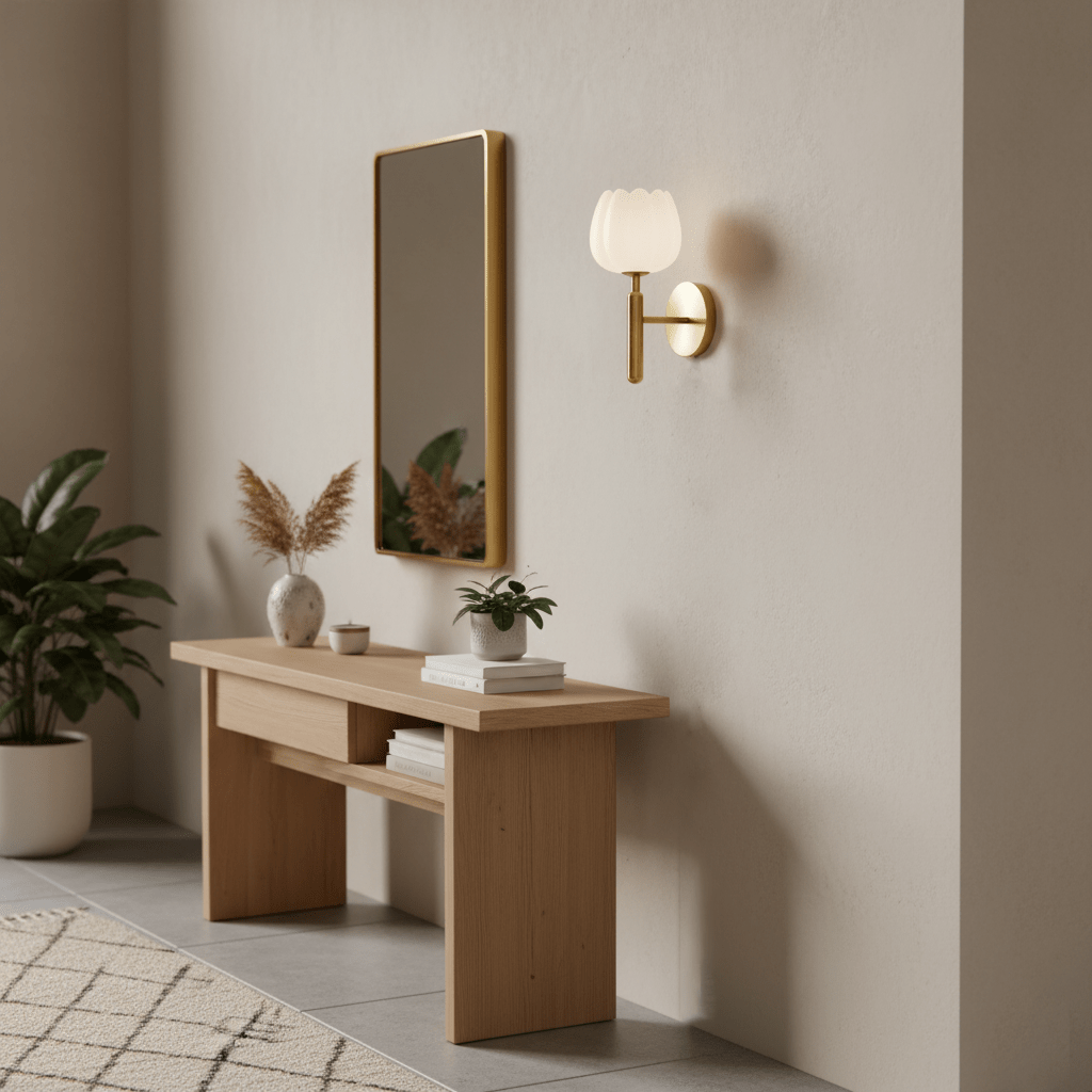 Elegant Brass Alabaster Wall Sconce Light Fixture 4