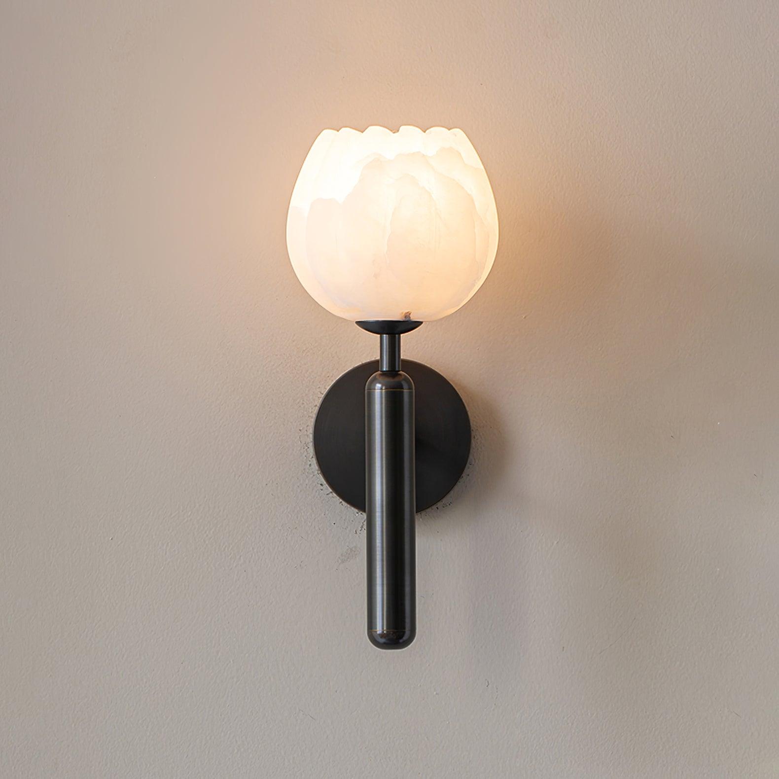 Elegant Brass Alabaster Wall Sconce Light Fixture 9