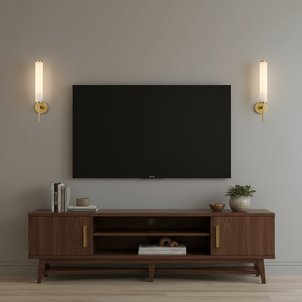Elegant Brass Sconce Light With Opaque Glass Shade 3