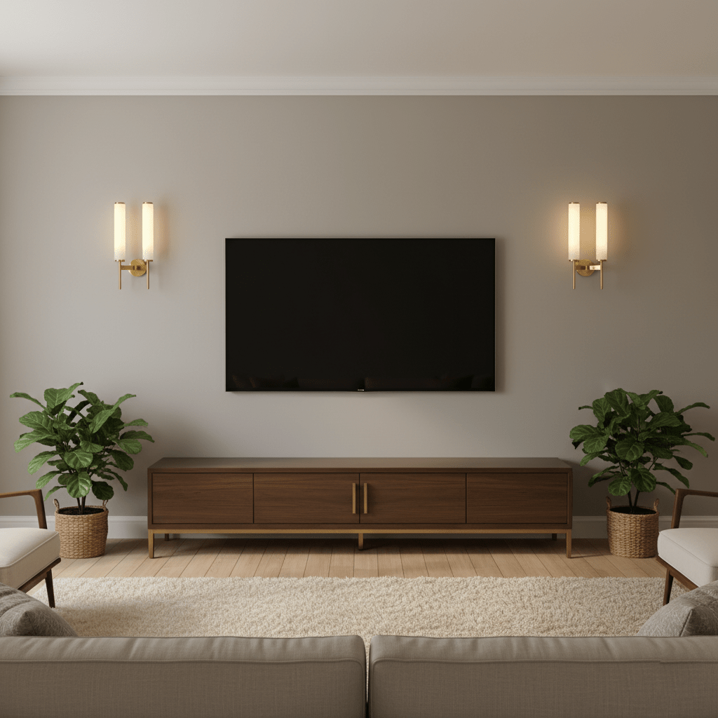 Elegant Brass Sconce Light With Opaque Glass Shade 8