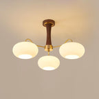 Elegant Brass Wooden Chandelier with Glass Shades – Available in Multiple Sizes 0