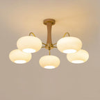 Elegant Brass Wooden Chandelier with Glass Shades – Available in Multiple Sizes 10