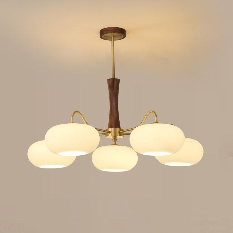 Elegant Brass Wooden Chandelier with Glass Shades – Available in Multiple Sizes 11