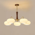 Elegant Brass Wooden Chandelier with Glass Shades – Available in Multiple Sizes 11