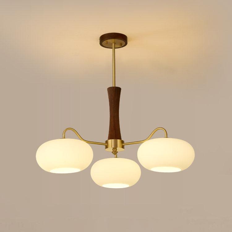 Elegant Brass Wooden Chandelier with Glass Shades – Available in Multiple Sizes 13