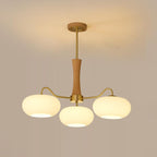 Elegant Brass Wooden Chandelier with Glass Shades – Available in Multiple Sizes 14