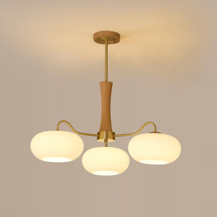 Elegant Brass Wooden Chandelier with Glass Shades – Available in Multiple Sizes 14