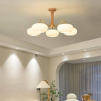 Elegant Brass Wooden Chandelier with Glass Shades – Available in Multiple Sizes 5