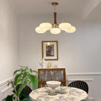 Elegant Brass Wooden Chandelier with Glass Shades – Available in Multiple Sizes 8