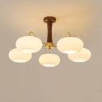Elegant Brass Wooden Chandelier with Glass Shades – Available in Multiple Sizes 9