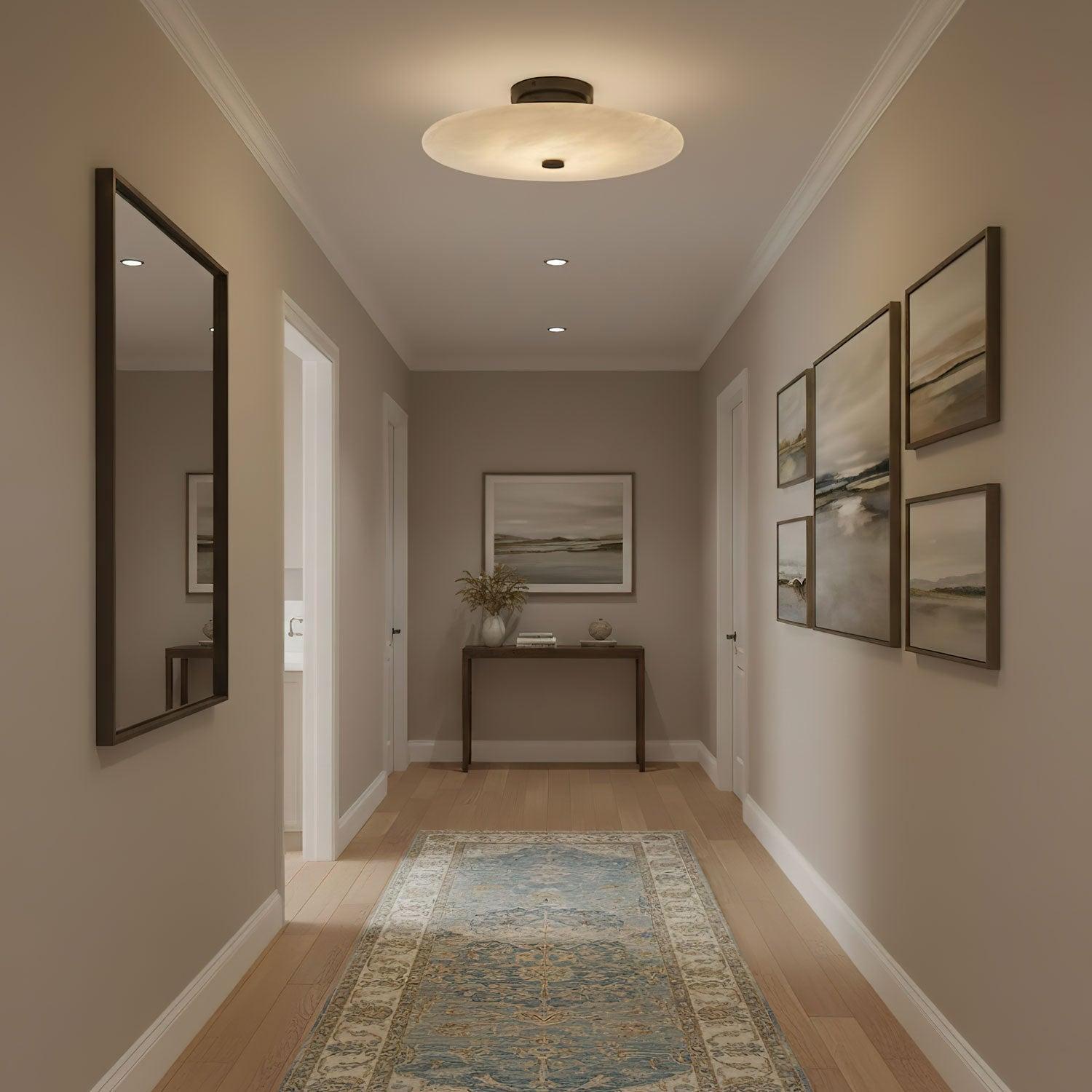 Elegant Ceiling Light Alabaster Brass Adjustable Height 4
