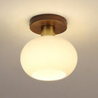 Elegant Ceiling Light Black Walnut Copper Opal Glass 0