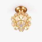 Elegant Ceiling Light Brass Glass Floral Design 1