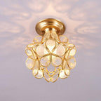 Elegant Ceiling Light Brass Glass Floral Design 2