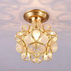 Elegant Ceiling Light Brass Glass Floral Design 3
