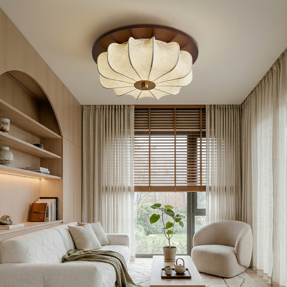 Elegant Ceiling Light Fabric Soft Warm Illumination Design 99