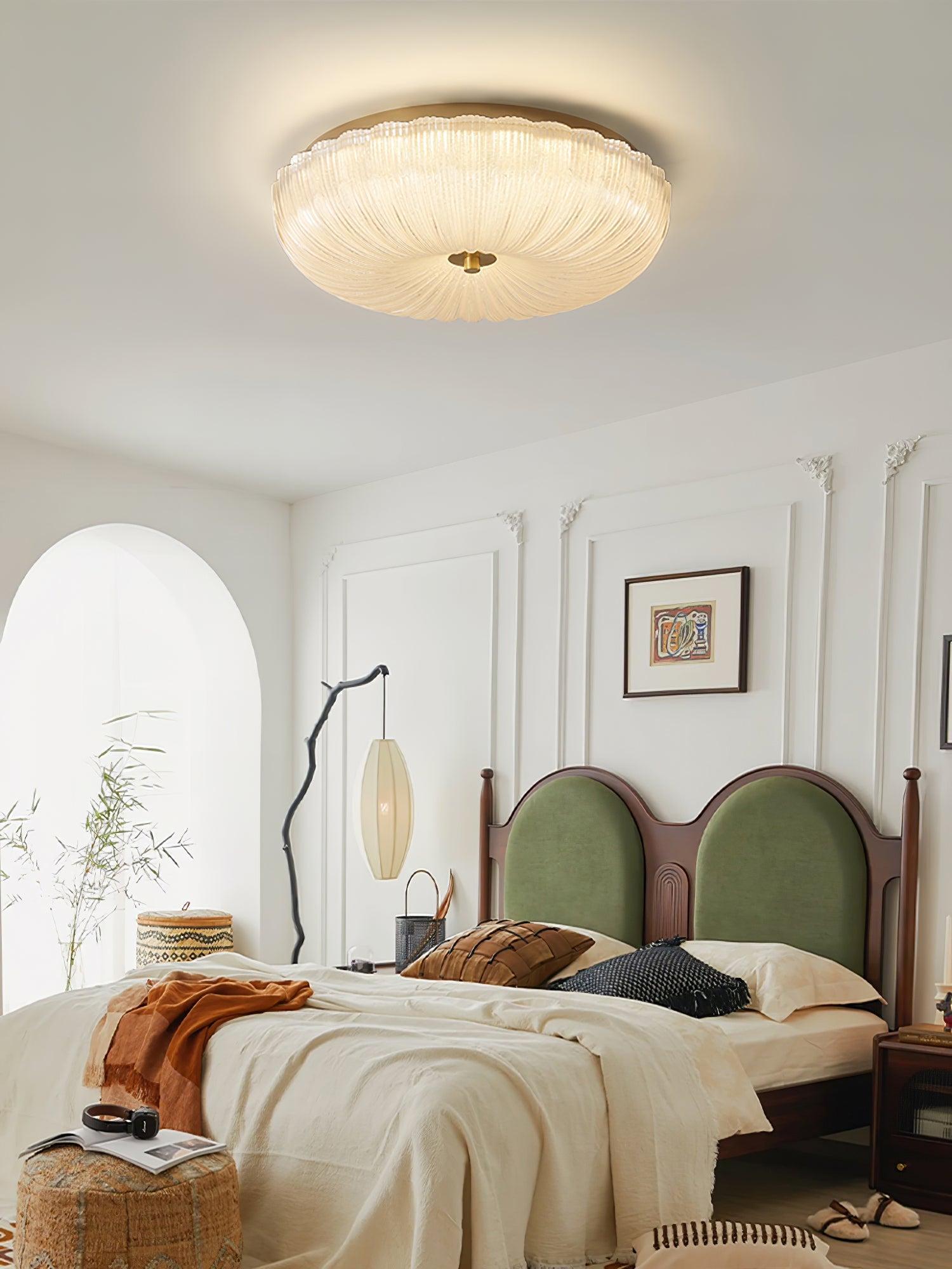 Elegant Ceiling Light Frosted Glass Dimmable Gold Finish 7