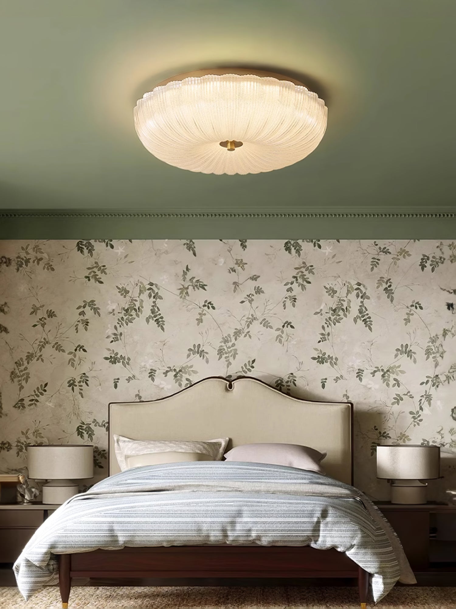Elegant Ceiling Light Frosted Glass Dimmable Gold Finish 8