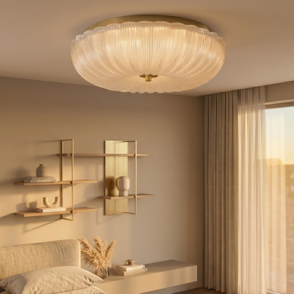 Elegant Ceiling Light Frosted Glass Dimmable Gold Finish 98